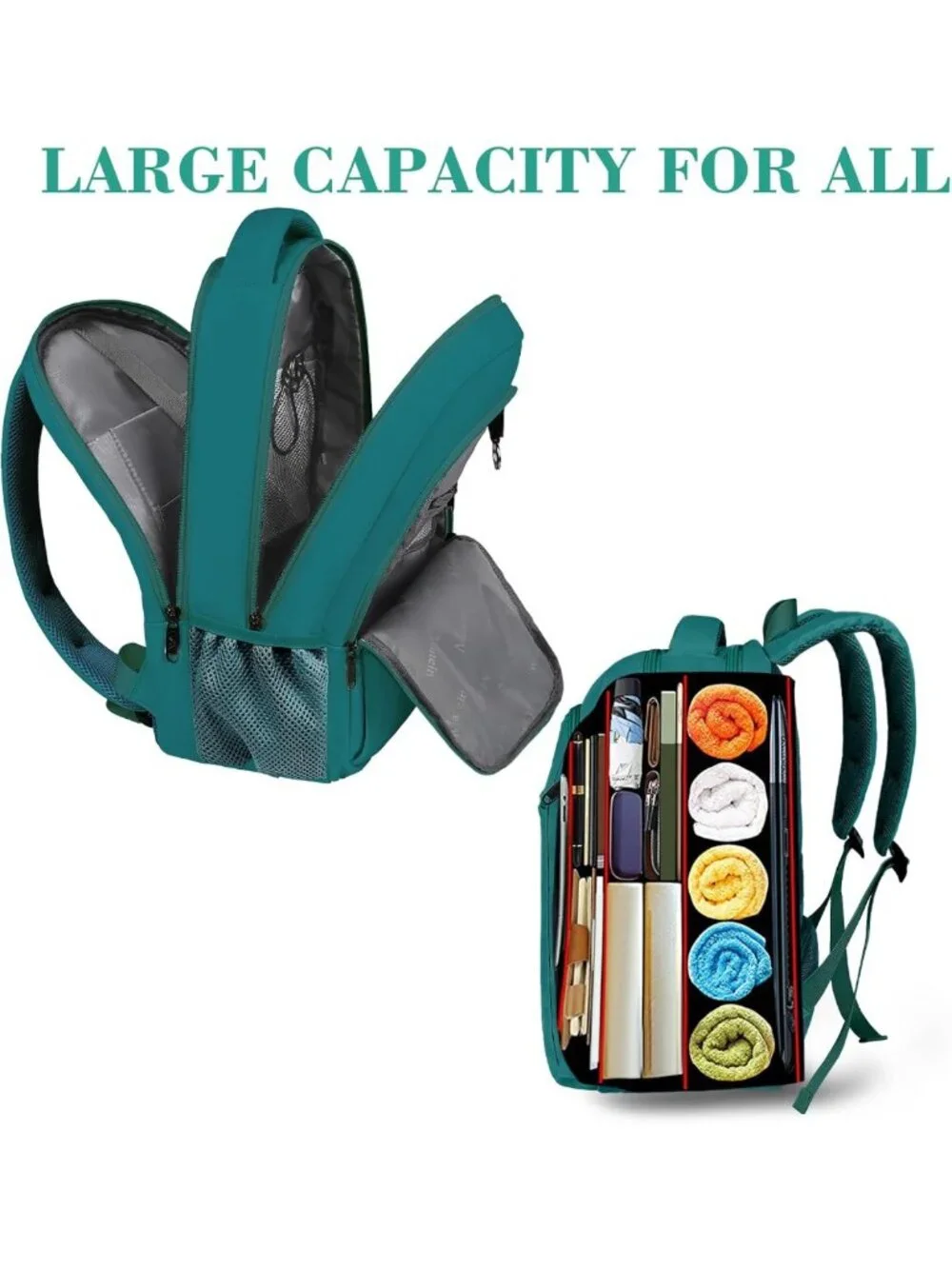Peacock Blue Slim Laptop Backpack, 15.6 Inch Underseat Travel Bag for Work